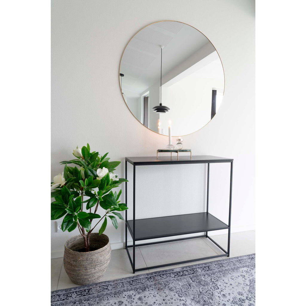Vita Wandtafel - Wandtafel met 2 planken, zwart, zwart frame 80x36x80 cm