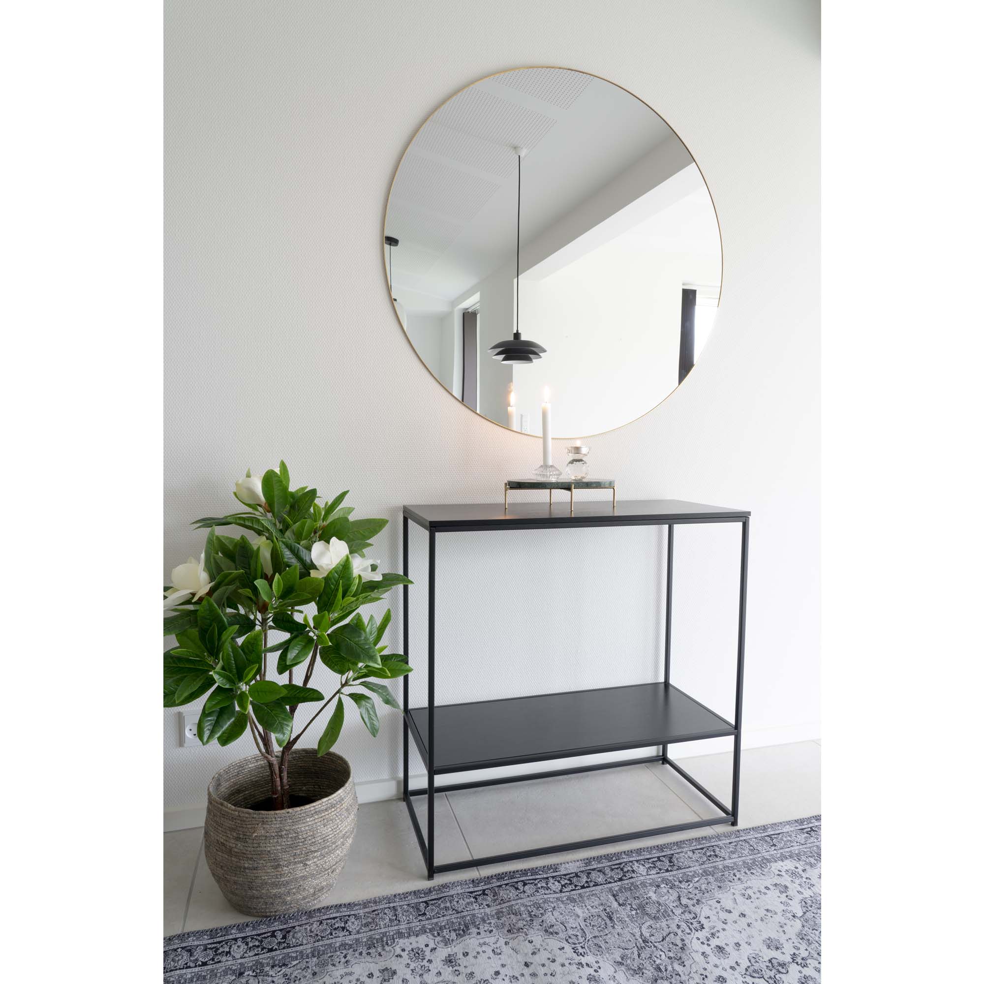 Vita Wandtafel - Wandtafel met 2 planken, zwart, zwart frame 80x36x80 cm