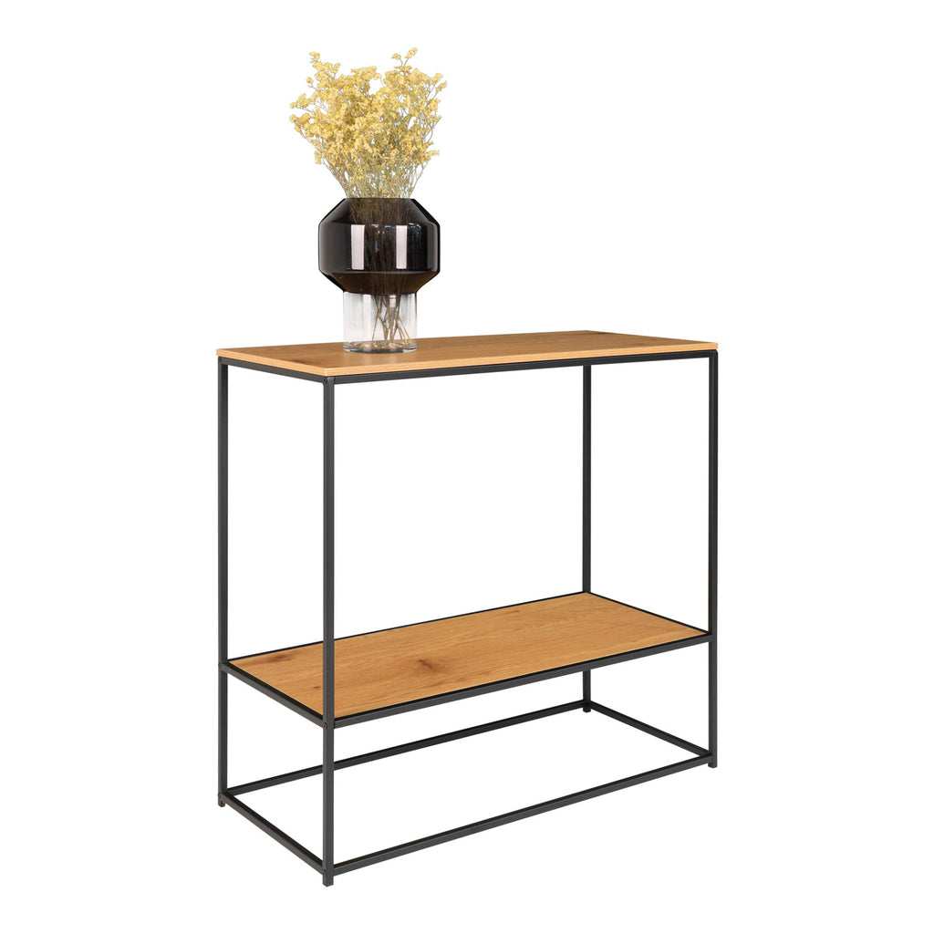 Vita Wandtafel - Wandtafel met 2 planken, eikenlook, zwart frame 80x36x80 cm