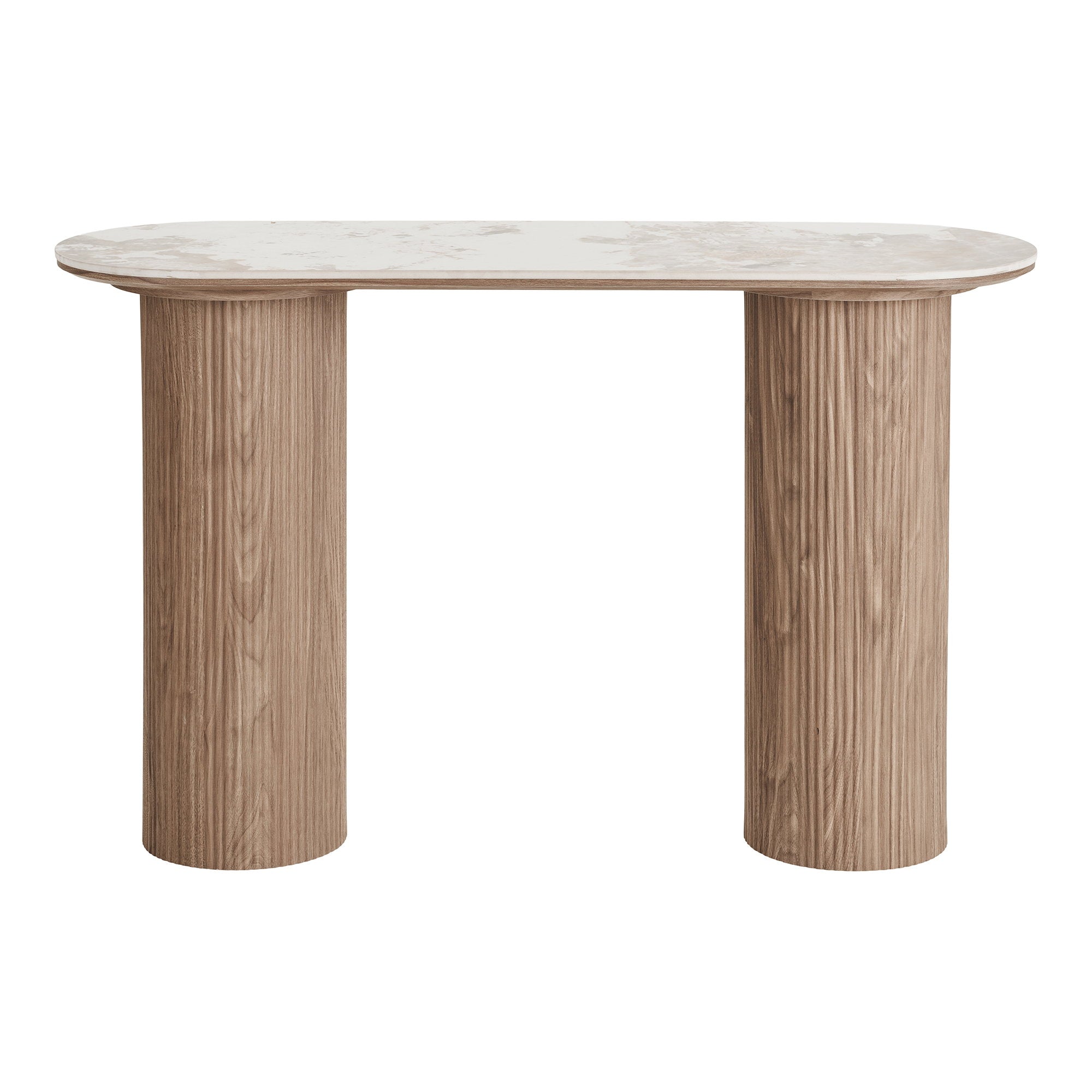 Athens Wandtafel - Wandtafel, keramisch blad, wit/bruin 40x120x78 cm