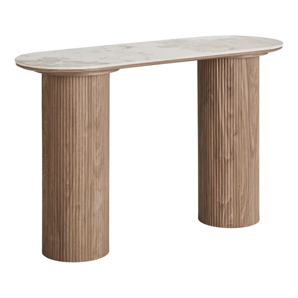 Athens Wandtafel - Wandtafel, keramisch blad, wit/bruin 40x120x78 cm