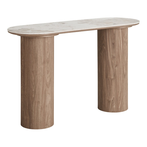 Athens Wandtafel - Wandtafel, keramisch blad, wit/bruin 40x120x78 cm