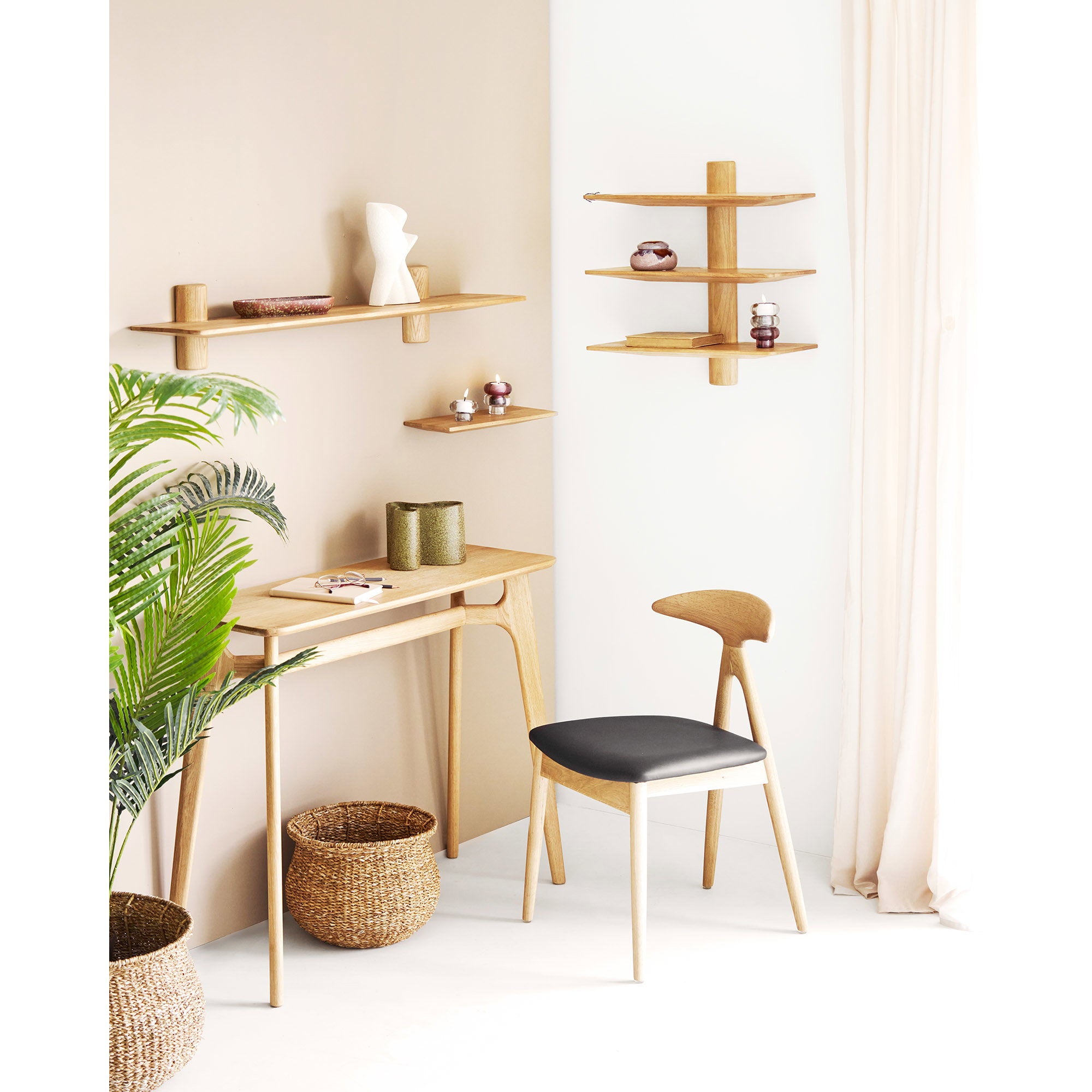 Rennes Wandtafel - Wandtafel, eikenhout, naturel, 35x100x81 cm