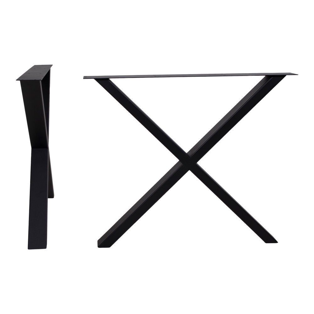 Nimes Eettafelpoten - Zwart gepoedercoat, X-design 8x86x70,8 cm
