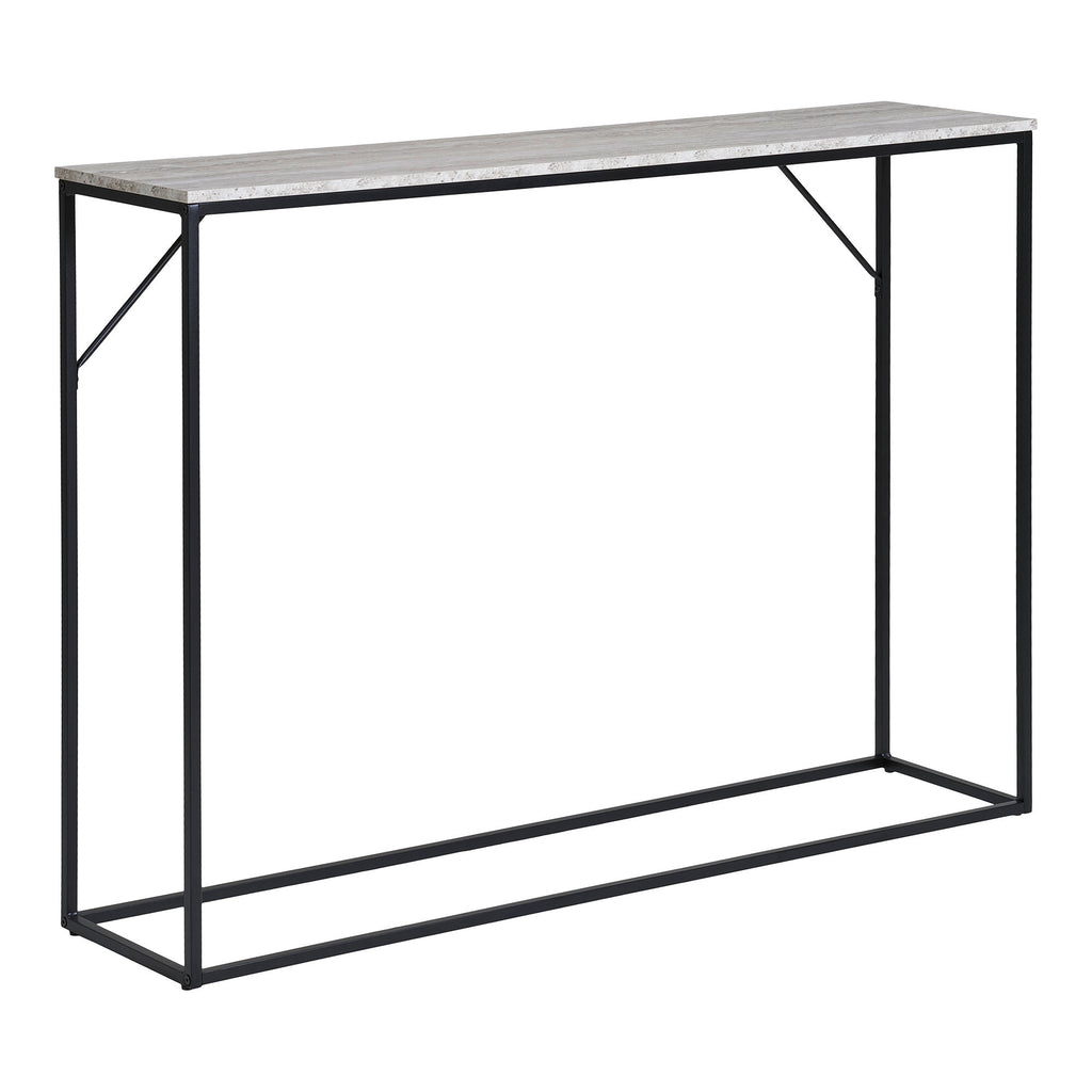 Vita Wandtafel - Wandtafel met 1 plank, travertinlook, zwart frame 110x26x80 cm