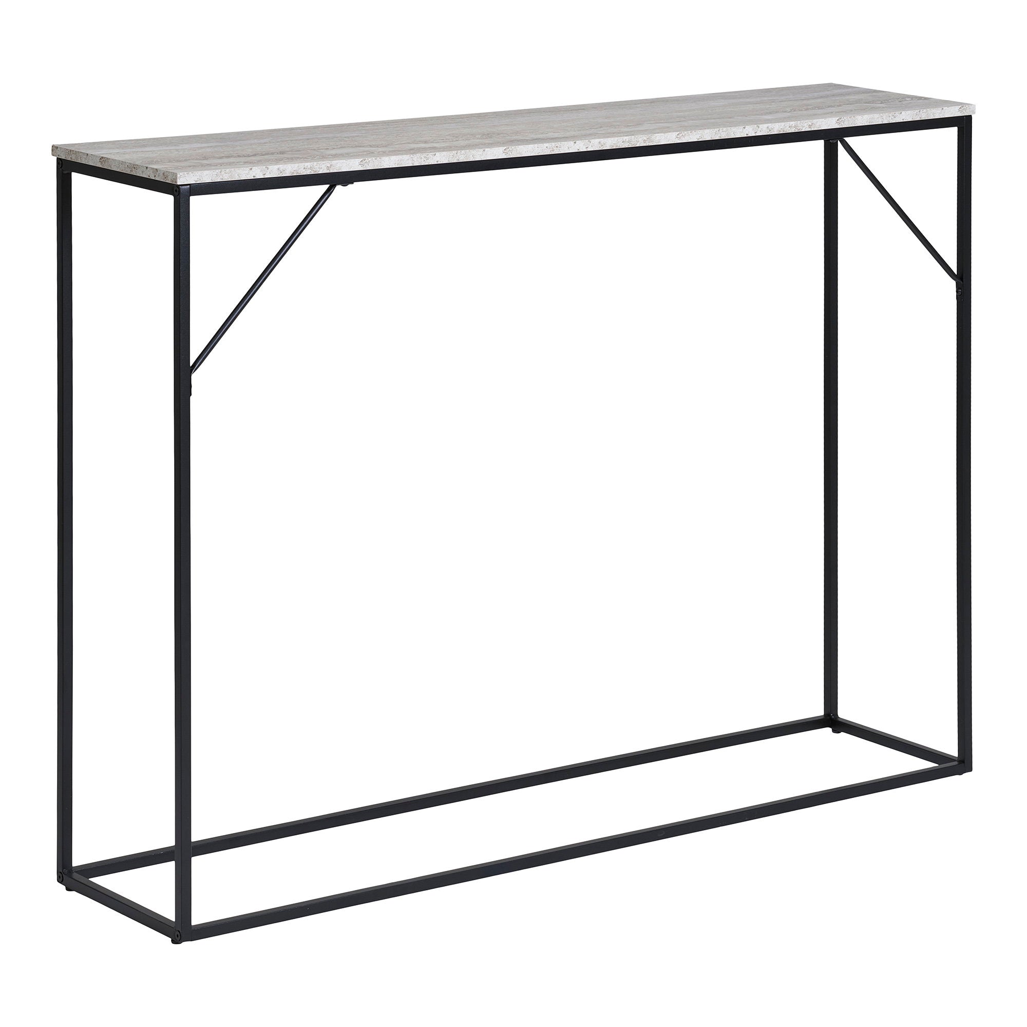 Vita Wandtafel - Wandtafel met 1 plank, travertinlook, zwart frame 110x26x80 cm