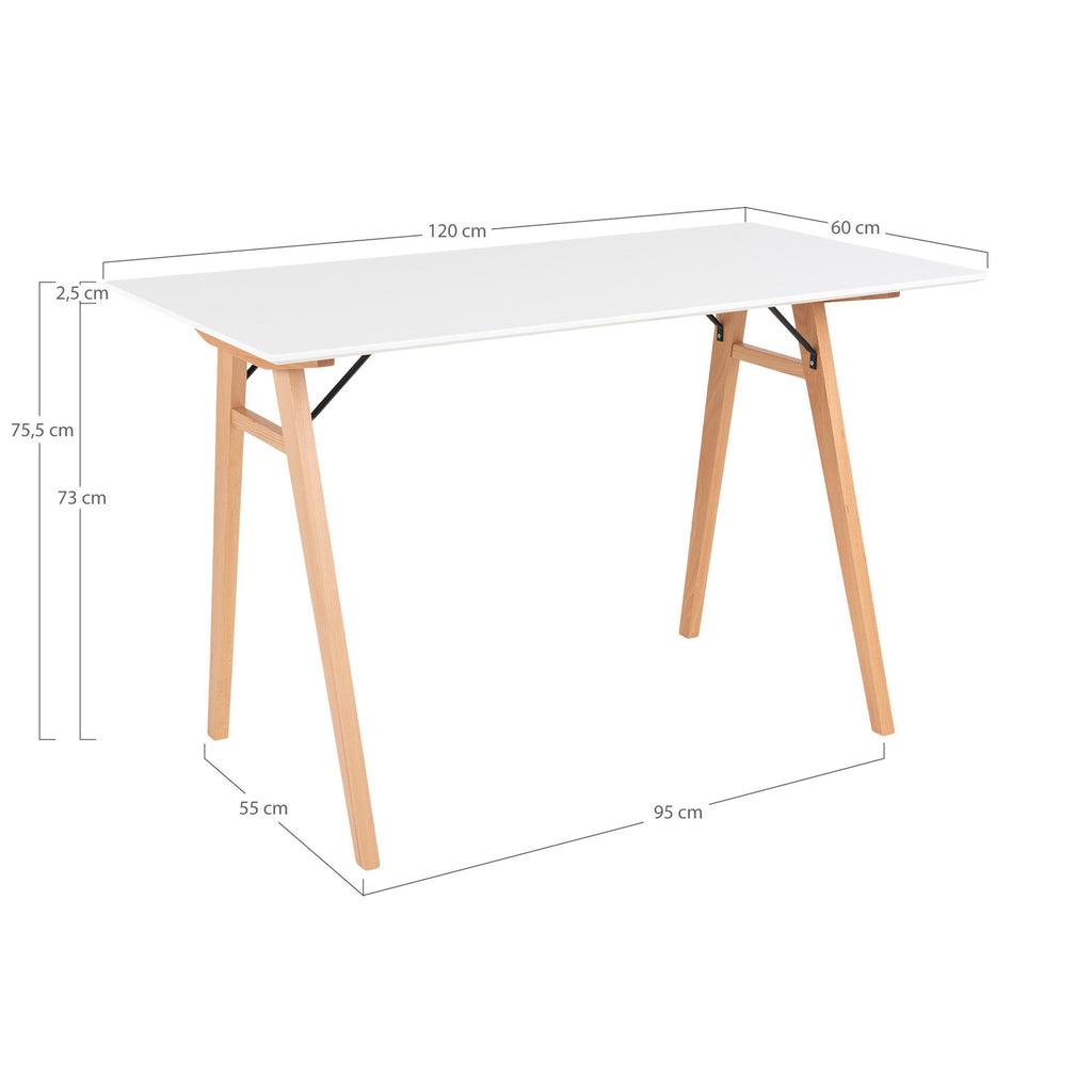 Vojens Bureau - Bureau, wit/naturel 120x60x75 cm