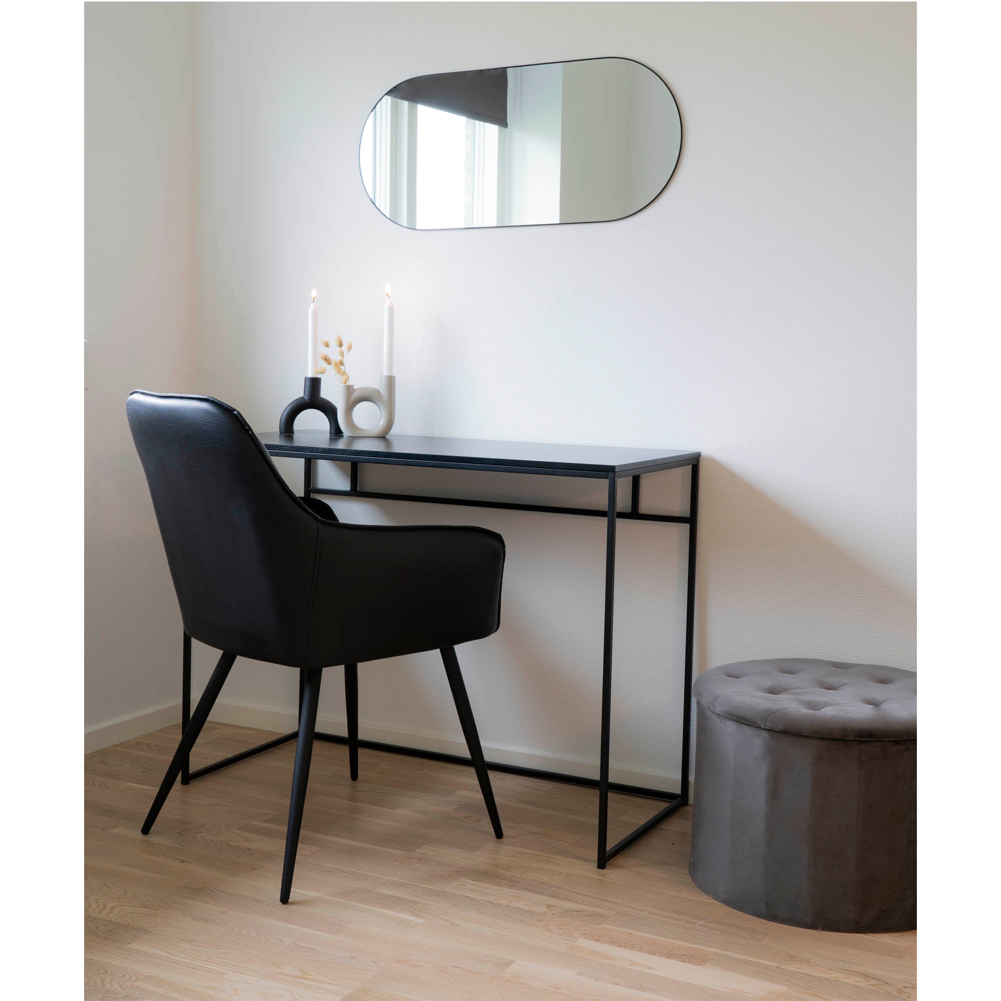 Vita Bureau - Bureau, zwart met zwart frame 100x45x75 cm
