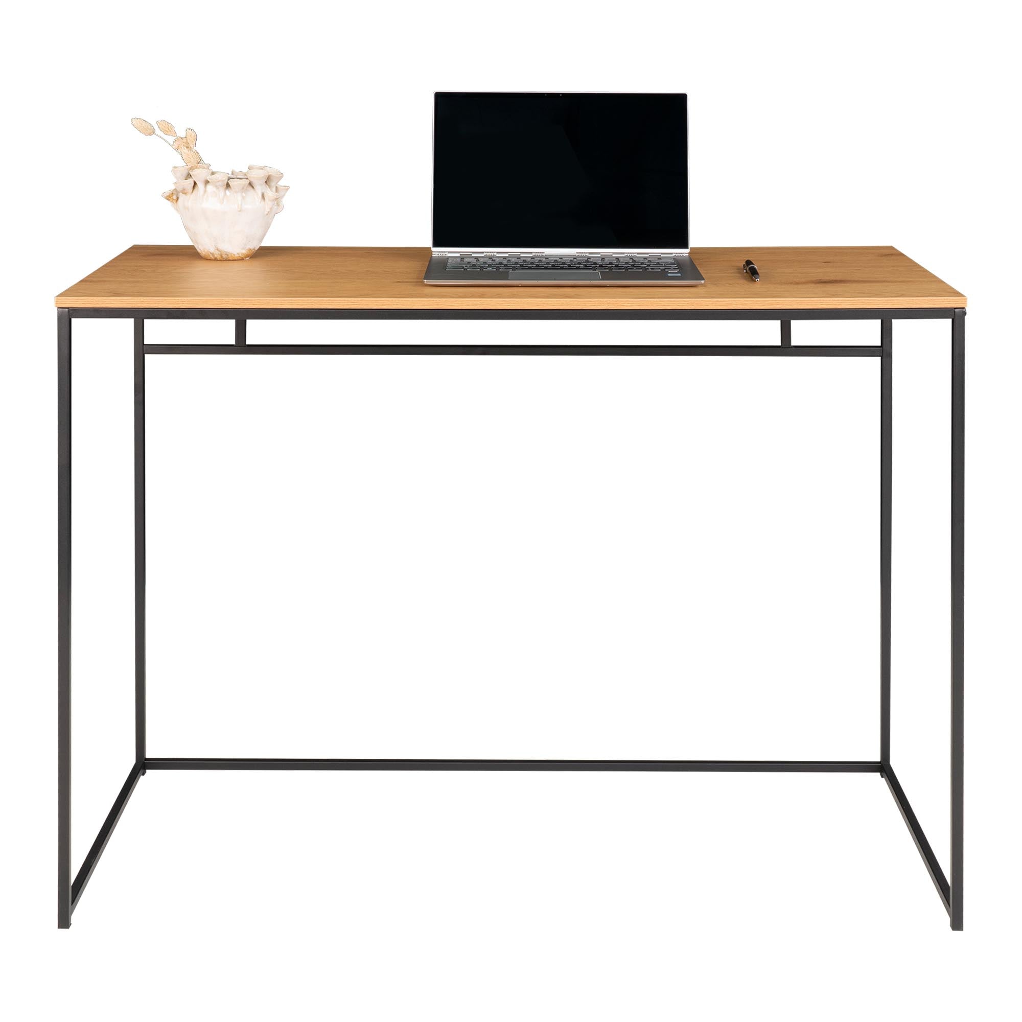 Vita Bureau - Bureau, eikenlook met zwart frame 100x45x75 cm