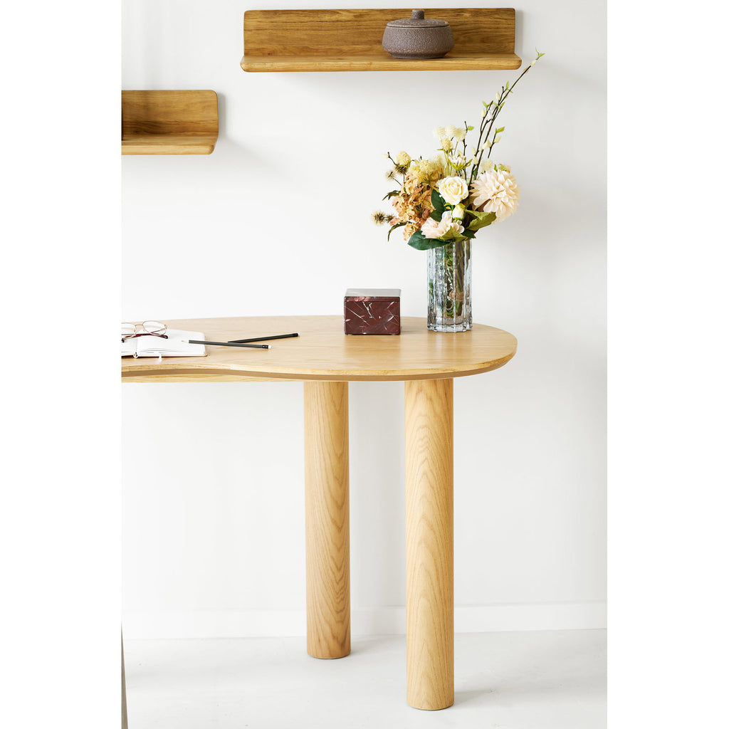 Livigno Bureau - Bureau, eikenhout/eikenfineer, organische vorm, naturel, 60x120x75 cm