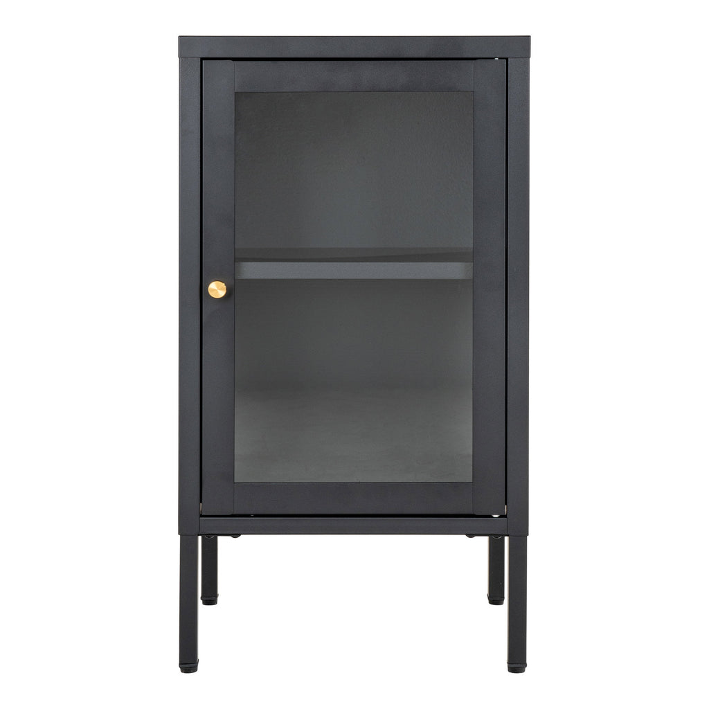 Dalby Kast - Kast met 1 glazen deur, staal, zwart 38x35x70 cm