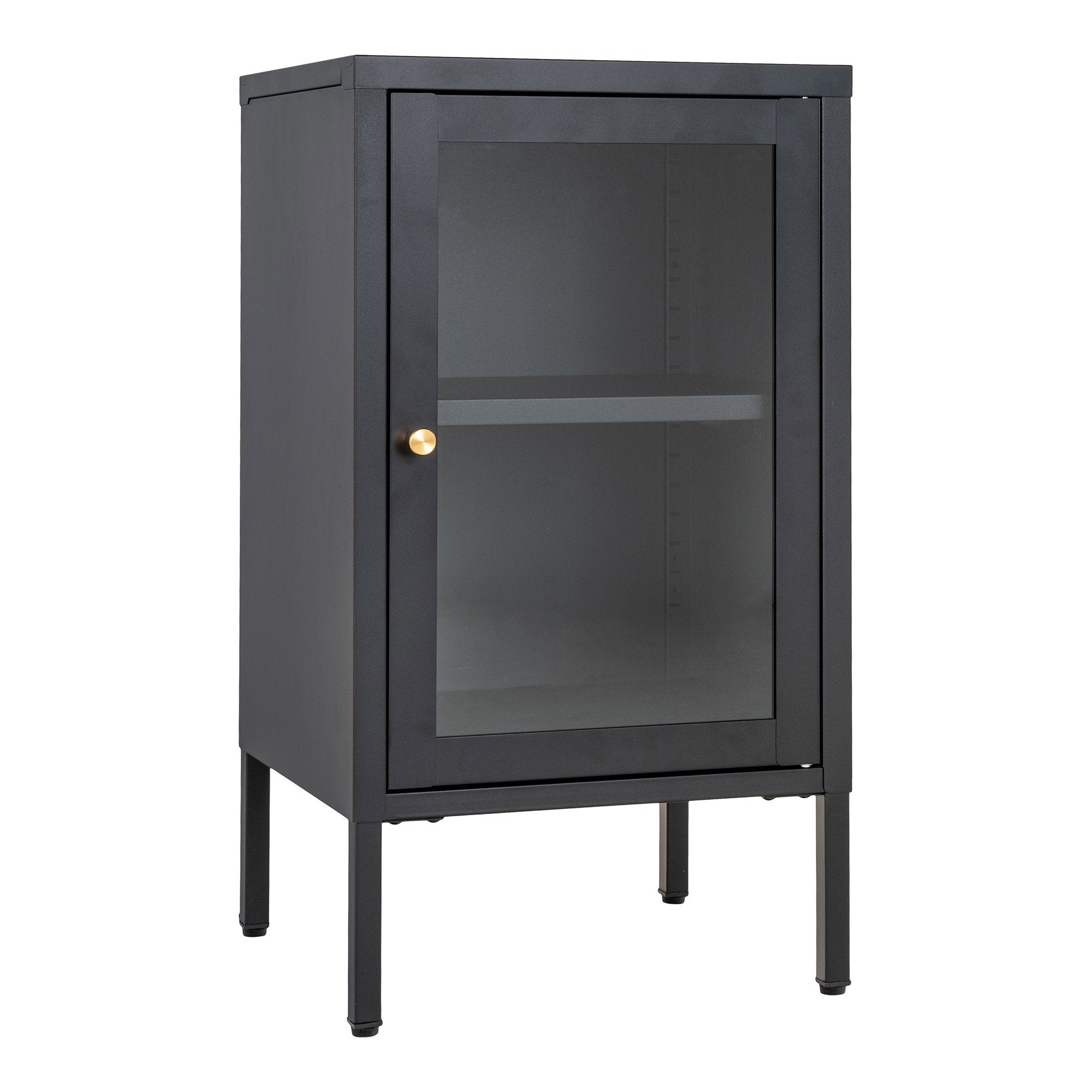 Dalby Kast - Kast met 1 glazen deur, staal, zwart 38x35x70 cm