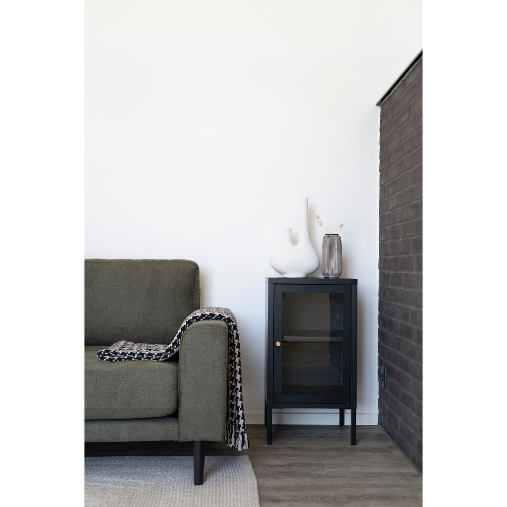 Dalby Kast - Kast met 1 glazen deur, staal, zwart 38x35x70 cm
