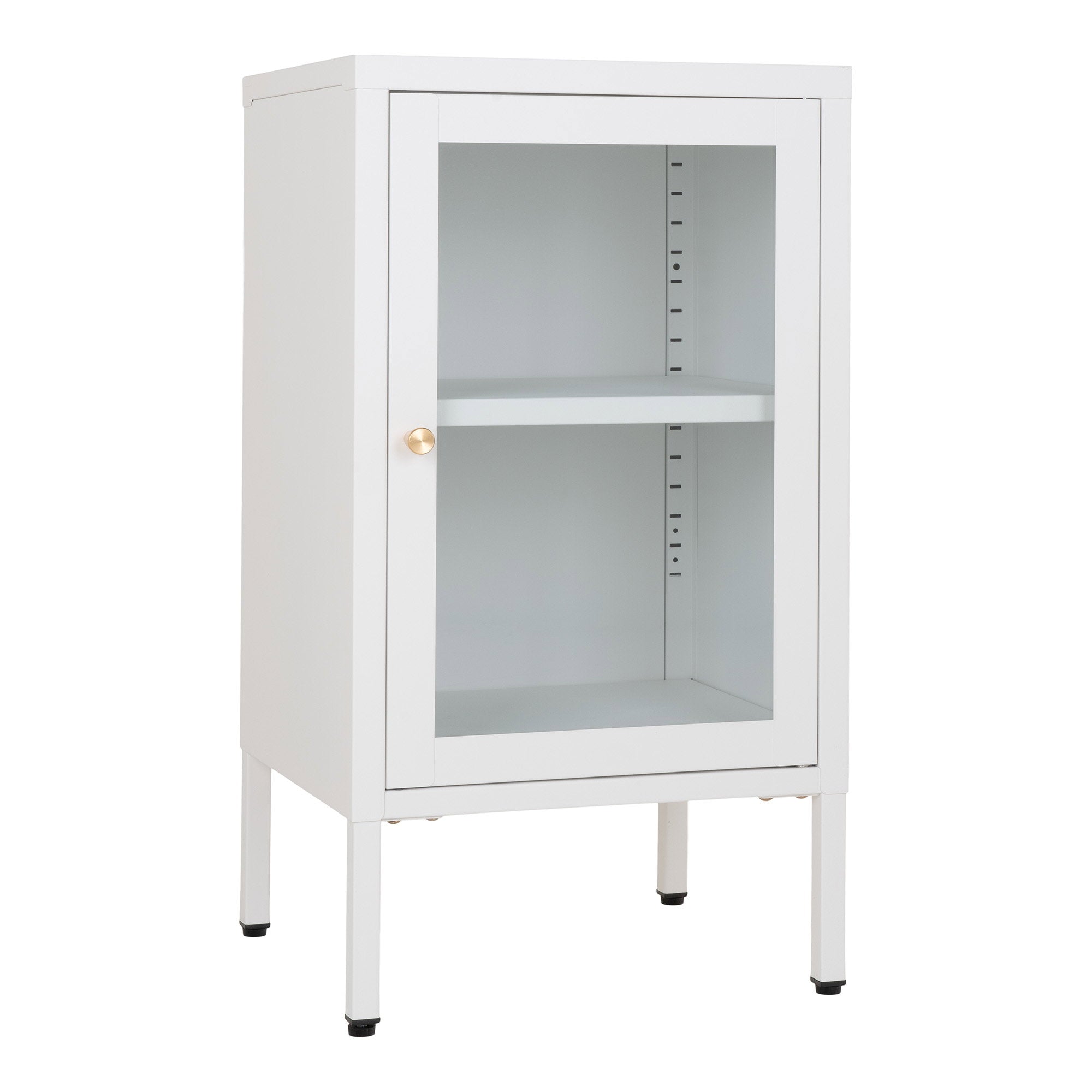 Dalby Kast - Kast met 1 glazen deur, staal, wit 38x35x70 cm