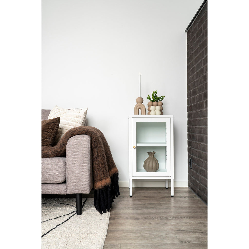 Dalby Kast - Kast met 1 glazen deur, staal, wit 38x35x70 cm