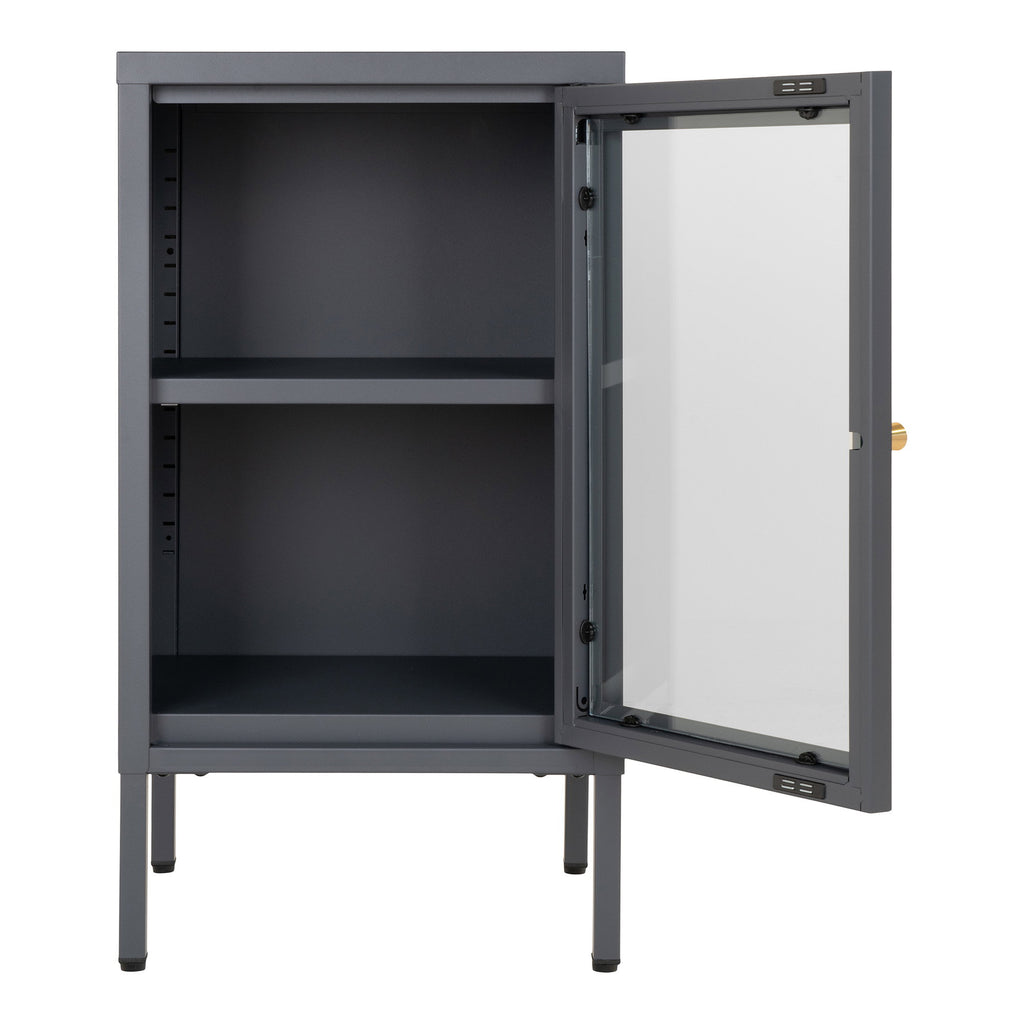 Dalby Kast - Kast met 1 glazen deur, staal, grijs 38x35x70 cm