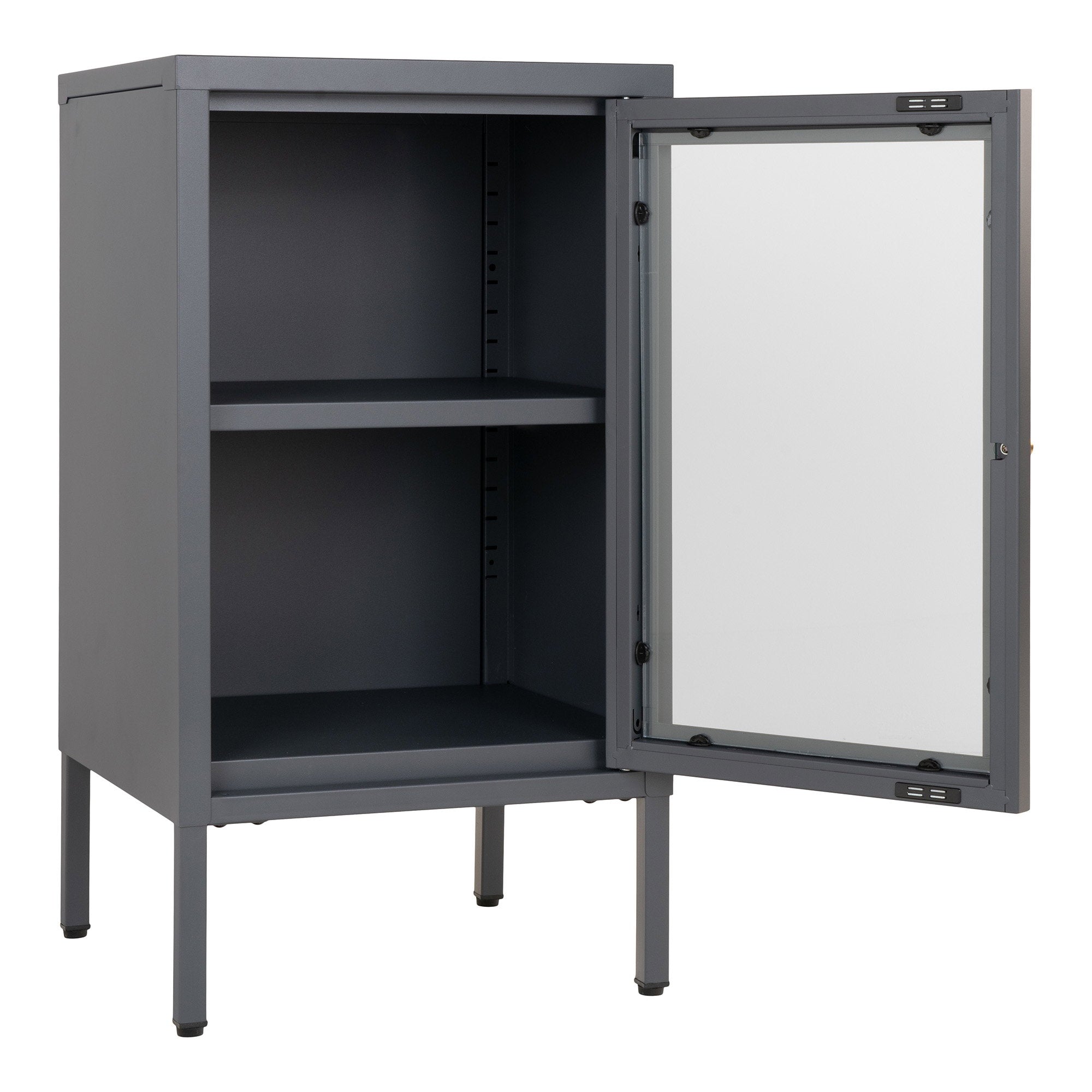 Dalby Kast - Kast met 1 glazen deur, staal, grijs 38x35x70 cm