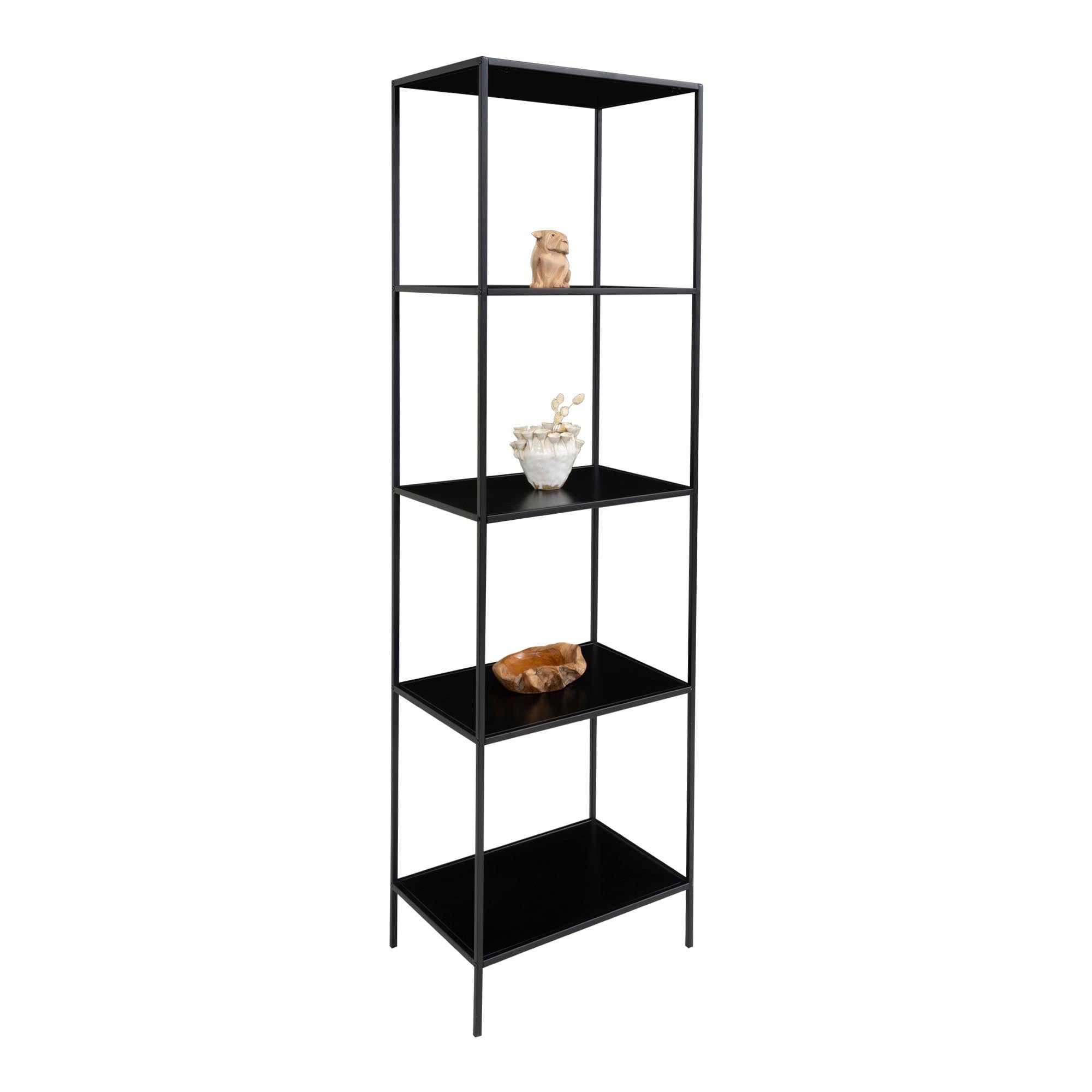Vita Stellingkast - Met 5 planken, zwart, zwart frame 51x36x170 cm