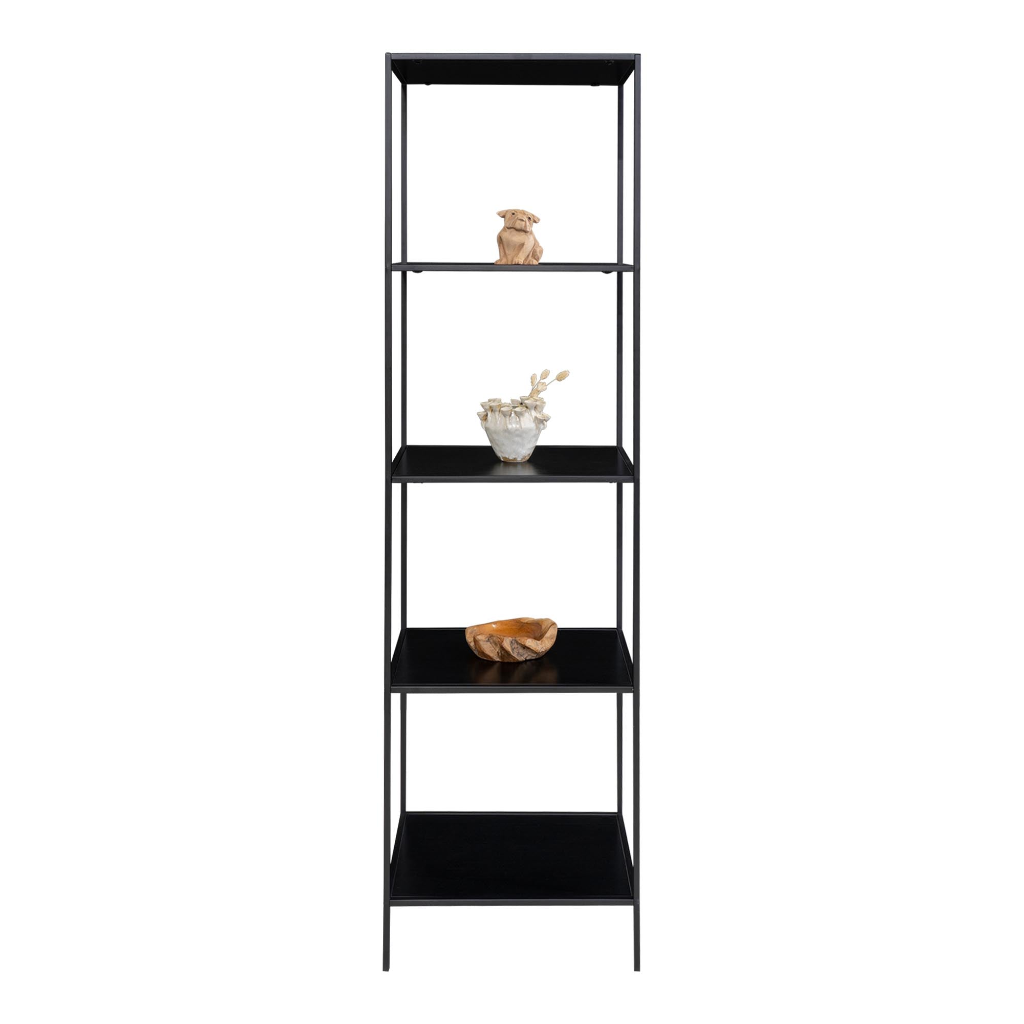 Vita Stellingkast - Met 5 planken, zwart, zwart frame 51x36x170 cm
