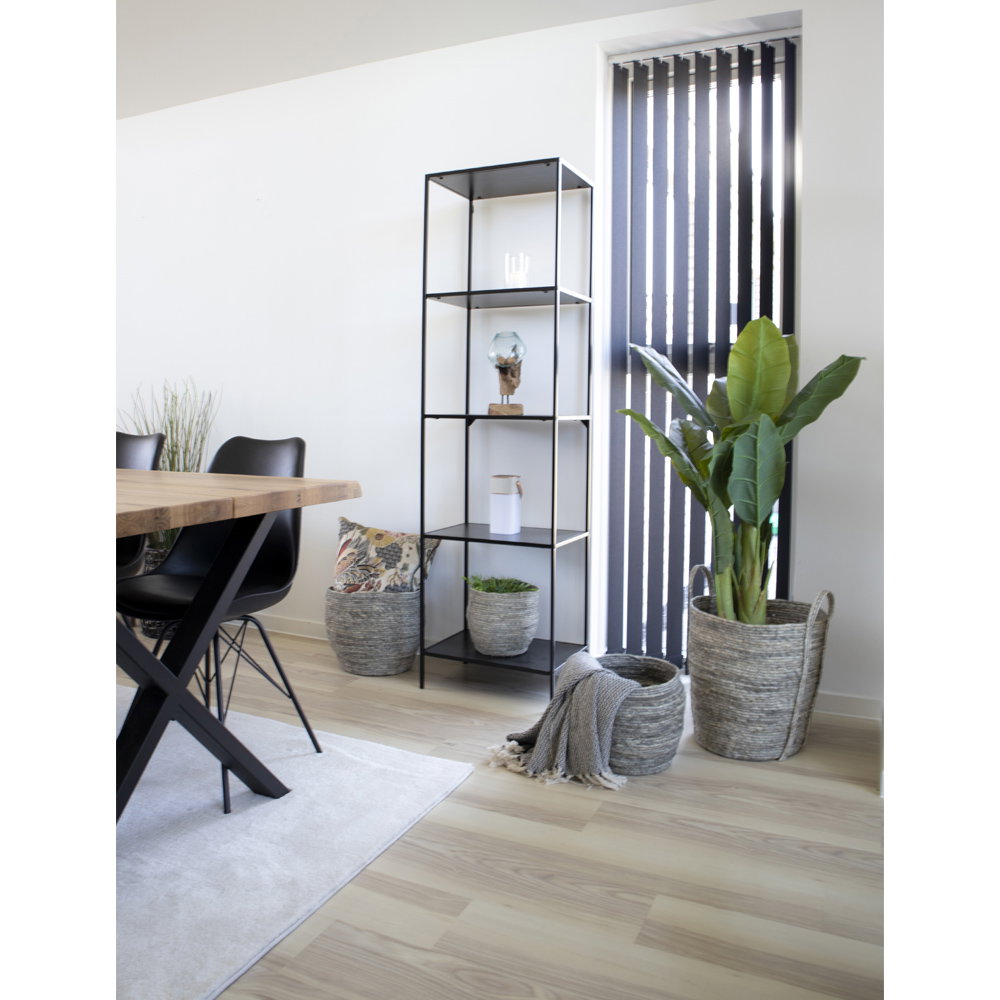 Vita Stellingkast - Met 5 planken, zwart, zwart frame 51x36x170 cm