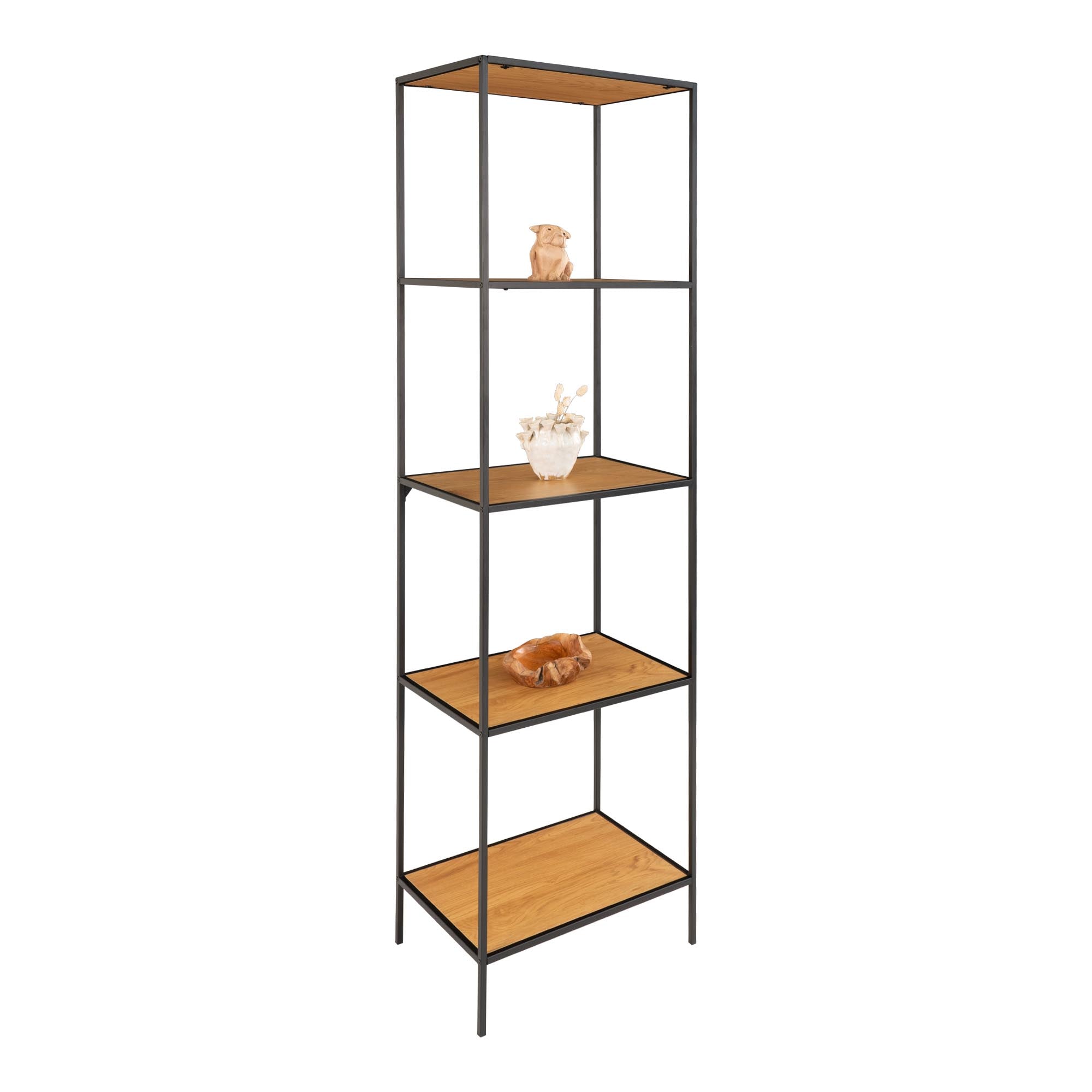 Vita Stellingkast - Met 5 planken, eikenlook, zwart frame 51x36x170 cm