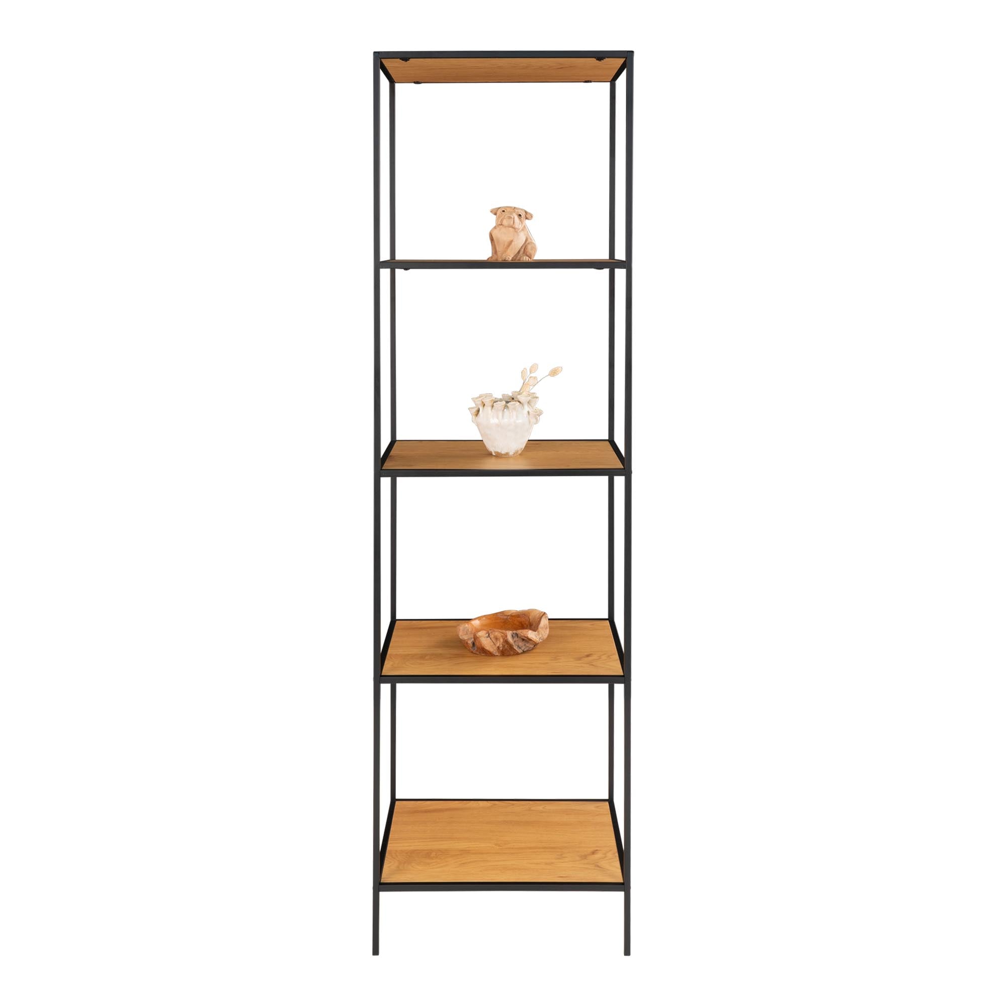 Vita Stellingkast - Met 5 planken, eikenlook, zwart frame 51x36x170 cm