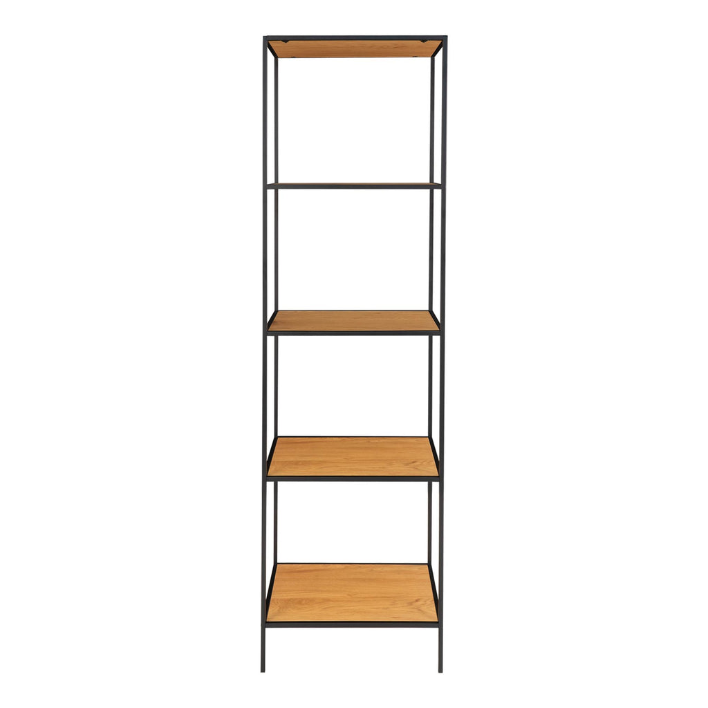 Vita Stellingkast - Met 5 planken, eikenlook, zwart frame 51x36x170 cm