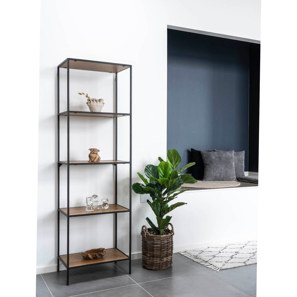 Vita Stellingkast - Met 5 planken, eikenlook, zwart frame 51x36x170 cm