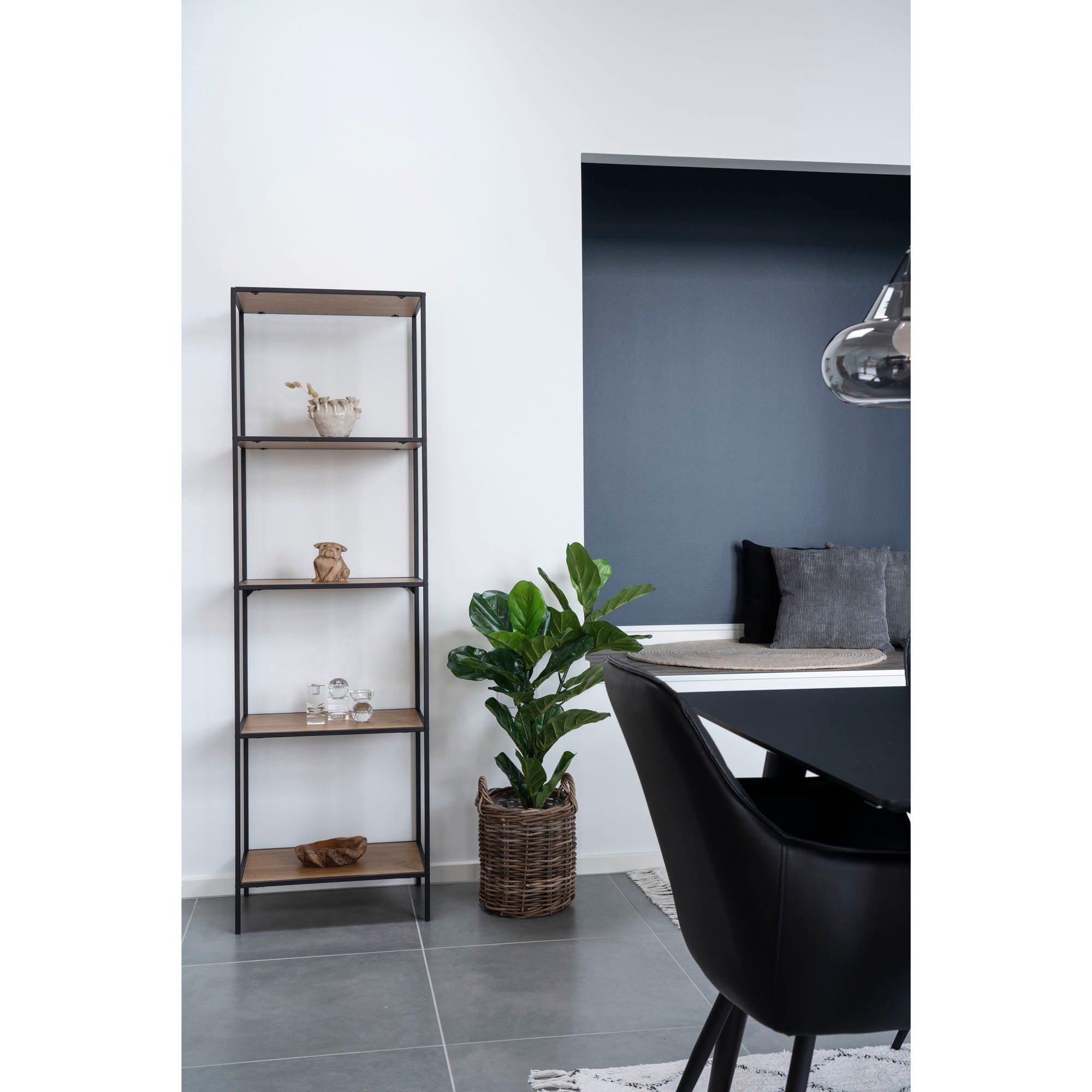 Vita Stellingkast - Met 5 planken, eikenlook, zwart frame 51x36x170 cm