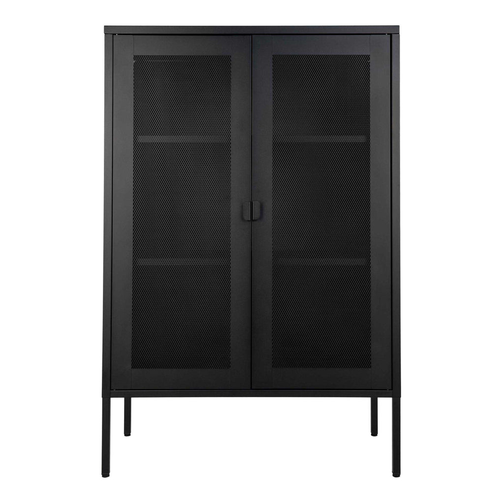Melbourne Kast - Kast met 2 gaasdeuren, staal, zwart 80x40x120 cm