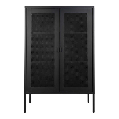 Melbourne Kast - Kast met 2 gaasdeuren, staal, zwart 80x40x120 cm - Noël Home