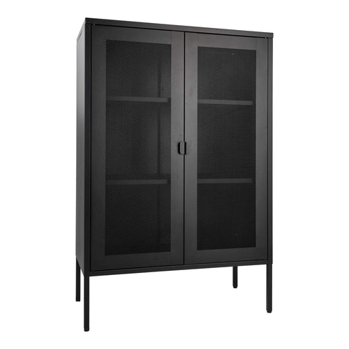 Melbourne Kast - Kast met 2 gaasdeuren, staal, zwart 80x40x120 cm - Noël Home