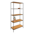 Vita Stellingkast - Zwart frame met 5 eikenlook planken 80x36x170 cm