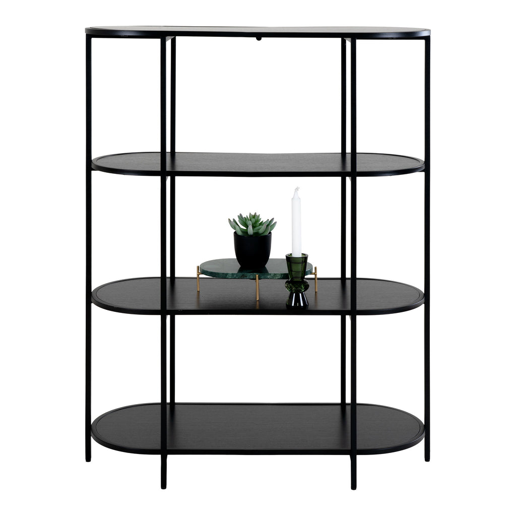 Vita Ovale Stellingkast - Met 4 planken, zwart, zwart frame 85x36x111 cm