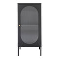 Adelaide Vitrinekast - Vitrinekast met 1 geribbeld glazen deur, staal, zwart 50x35x110 cm