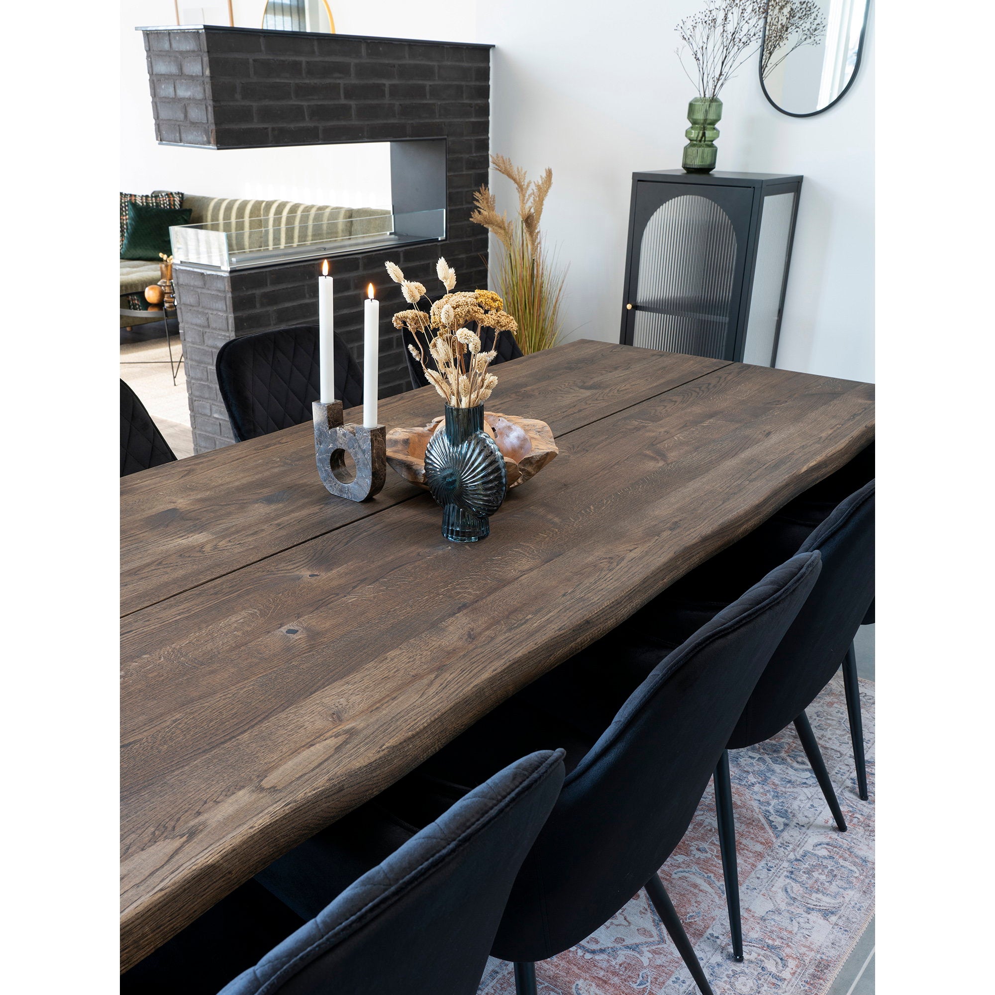 Adelaide Vitrinekast - Vitrinekast met 1 geribbeld glazen deur, staal, zwart 50x35x110 cm