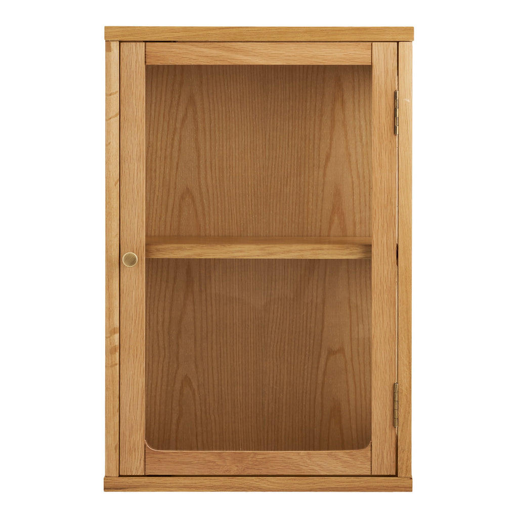 Zamora Wandkast - Hangende wandkast, eikenhout/eikenfineer/gehard glas, naturel 20x40x60 cm