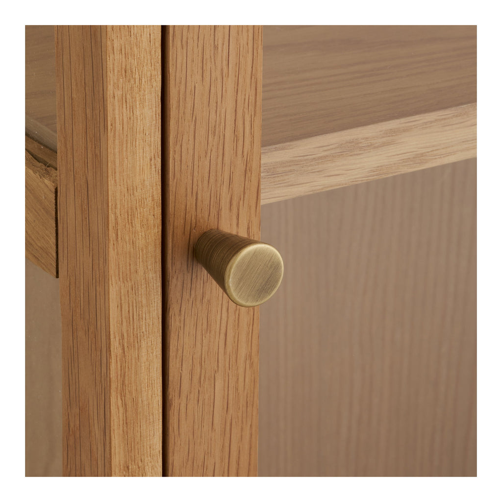 Zamora Wandkast - Hangende wandkast, eikenhout/eikenfineer/gehard glas, naturel 20x40x60 cm