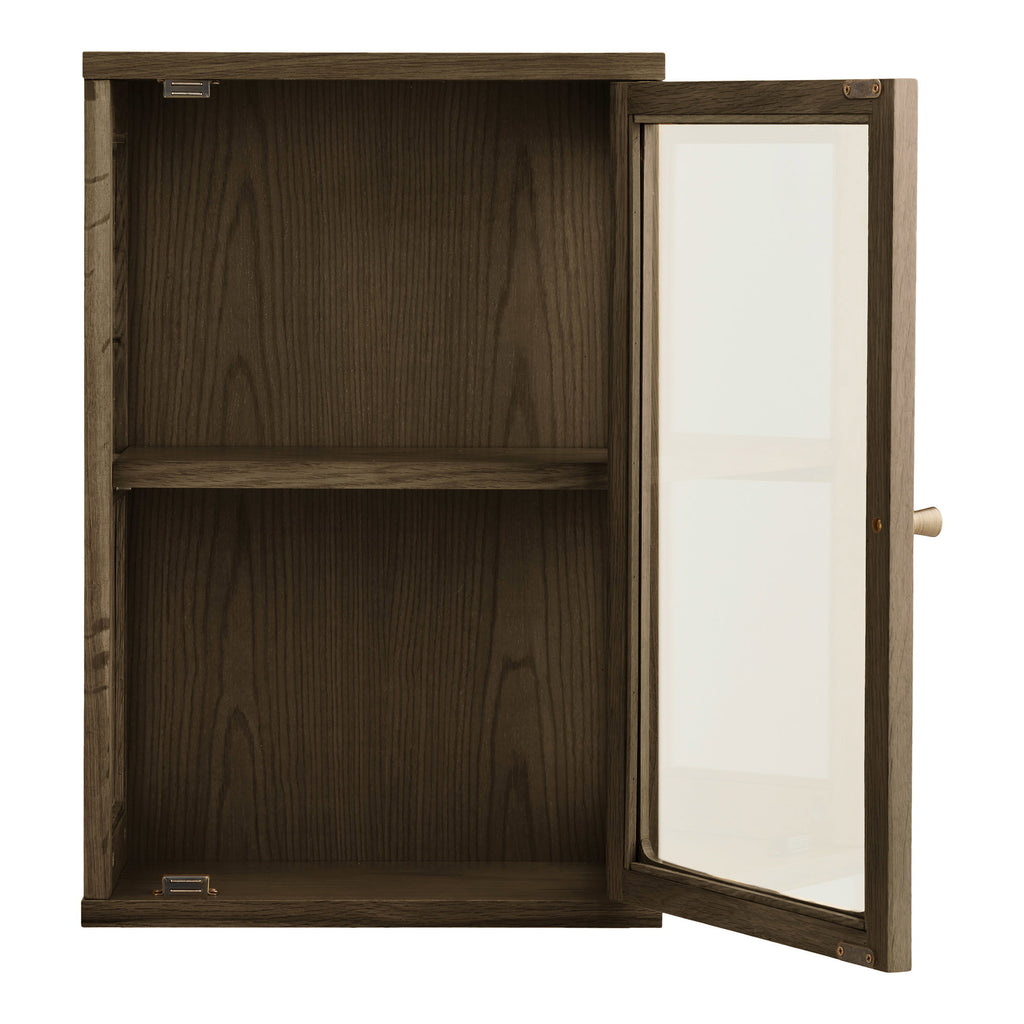 Zamora Hangkast - Wandhangkast, eikenhout/eikenfineer/gehard glas, 20x40x60 cm
