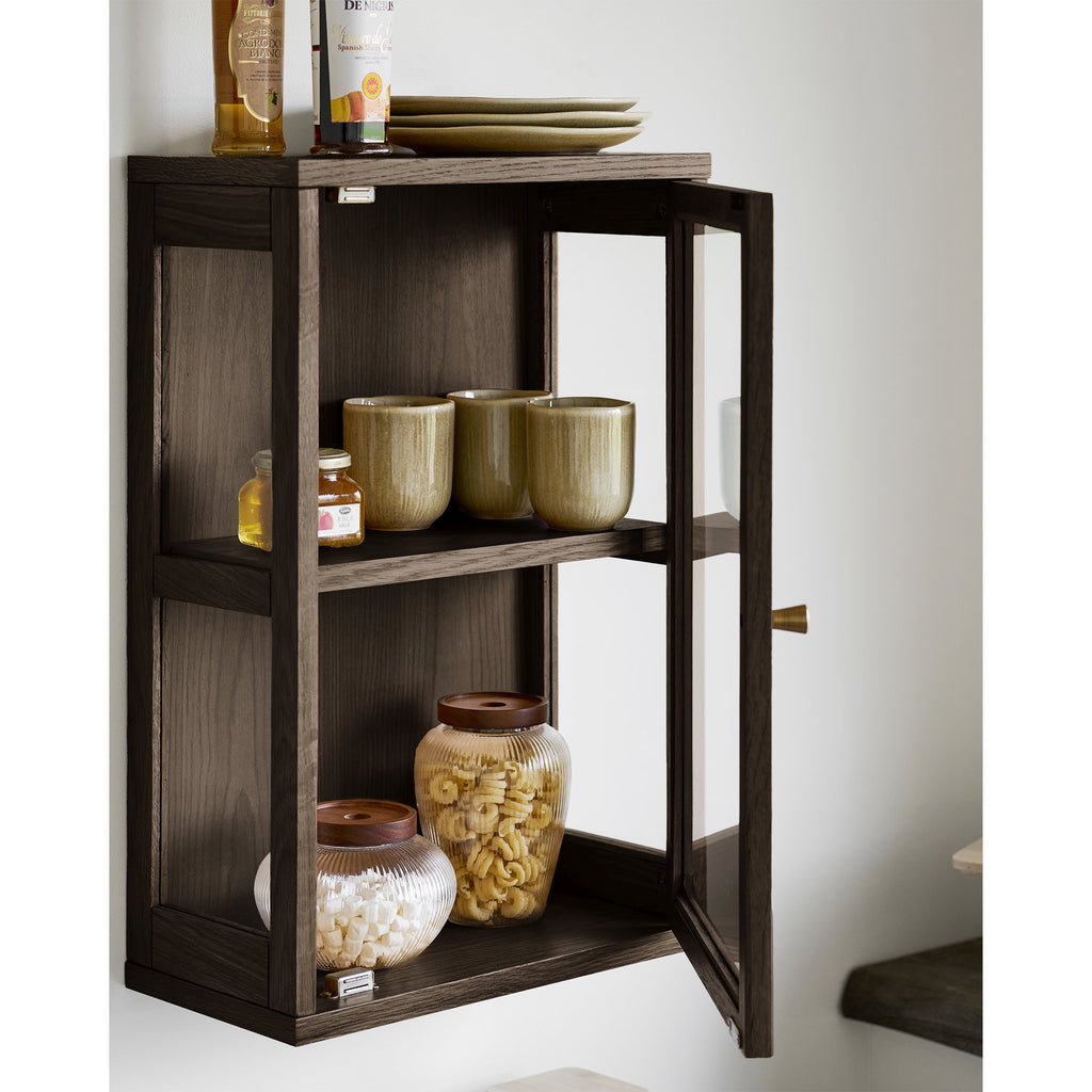 Zamora Hangkast - Wandhangkast, eikenhout/eikenfineer/gehard glas, 20x40x60 cm