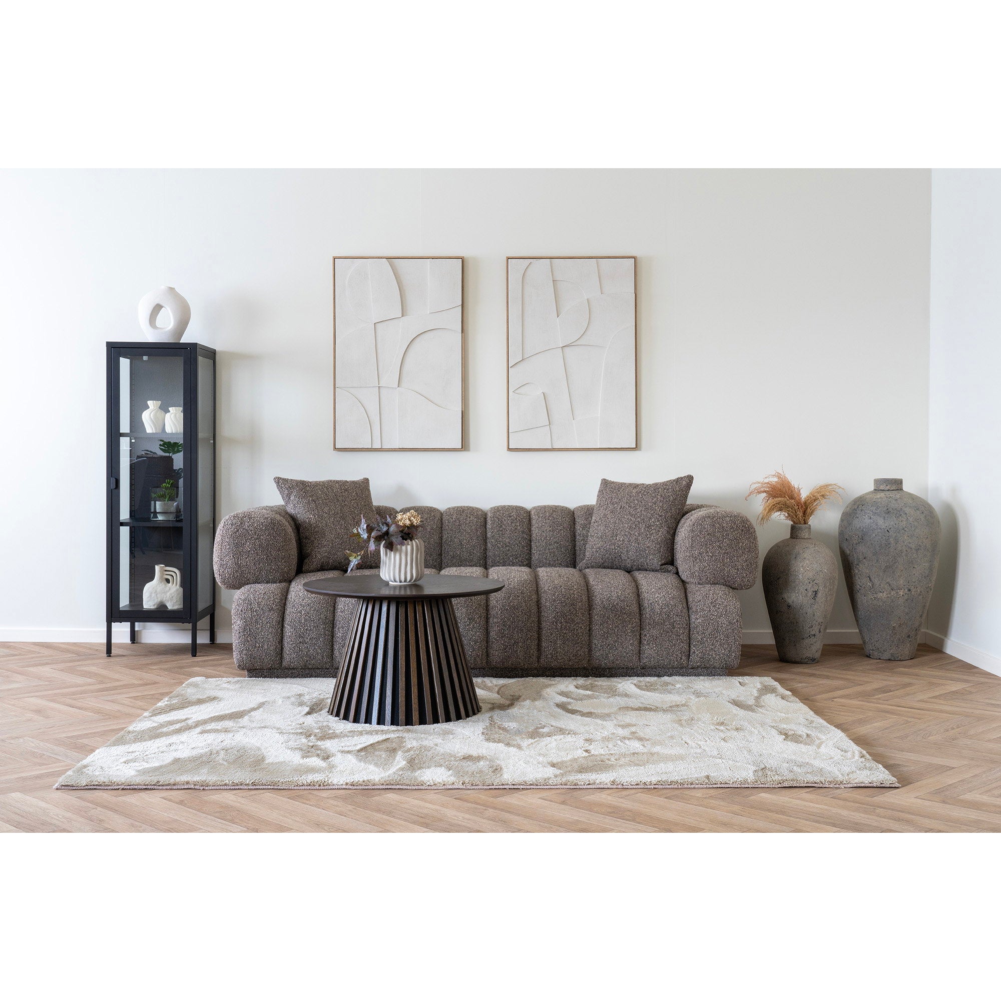 Brisbane Vitrinekast Smal - Smalle vitrinekast met 1 glazen deur, staal, zwart 40x35x140 cm