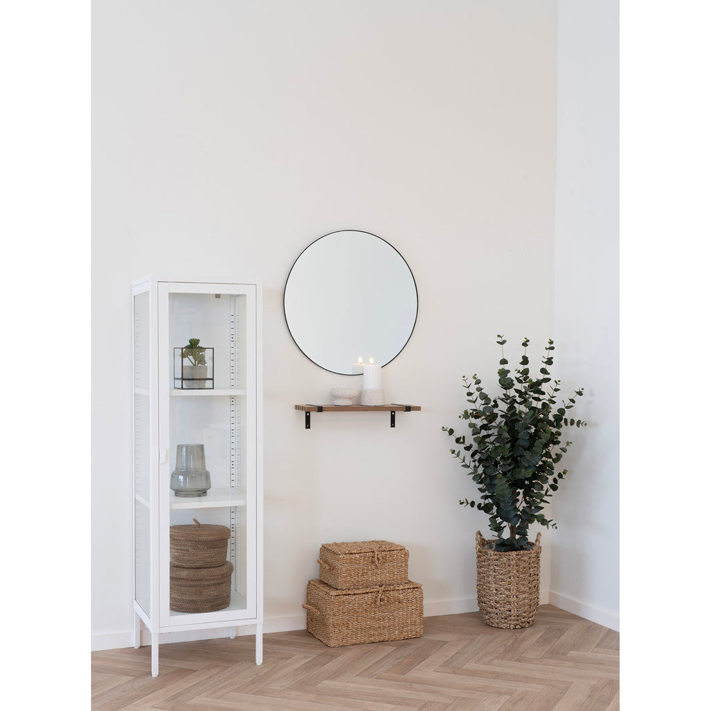 Brisbane Vitrinekast Smal - Smalle vitrinekast met 1 glazen deur, staal, wit 40x35x140 cm