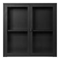 Brisbane Hangende Vitrinekast - Hangende vitrinekast met 2 glazen deuren, staal, zwart 80x18x80 cm