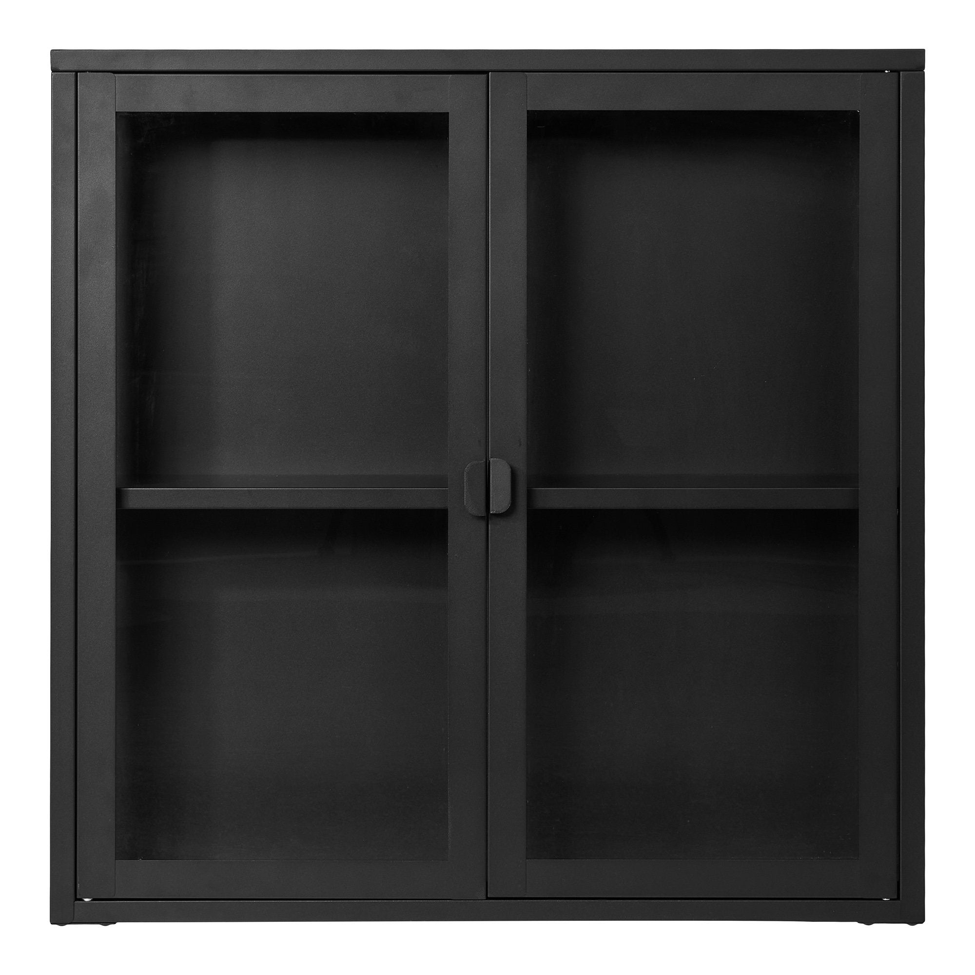 Brisbane Hangende Vitrinekast - Hangende vitrinekast met 2 glazen deuren, staal, zwart 80x18x80 cm