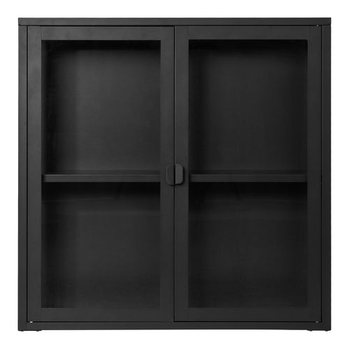 Brisbane Hangende Vitrinekast - Hangende vitrinekast met 2 glazen deuren, staal, zwart 80x18x80 cm - Noël Home