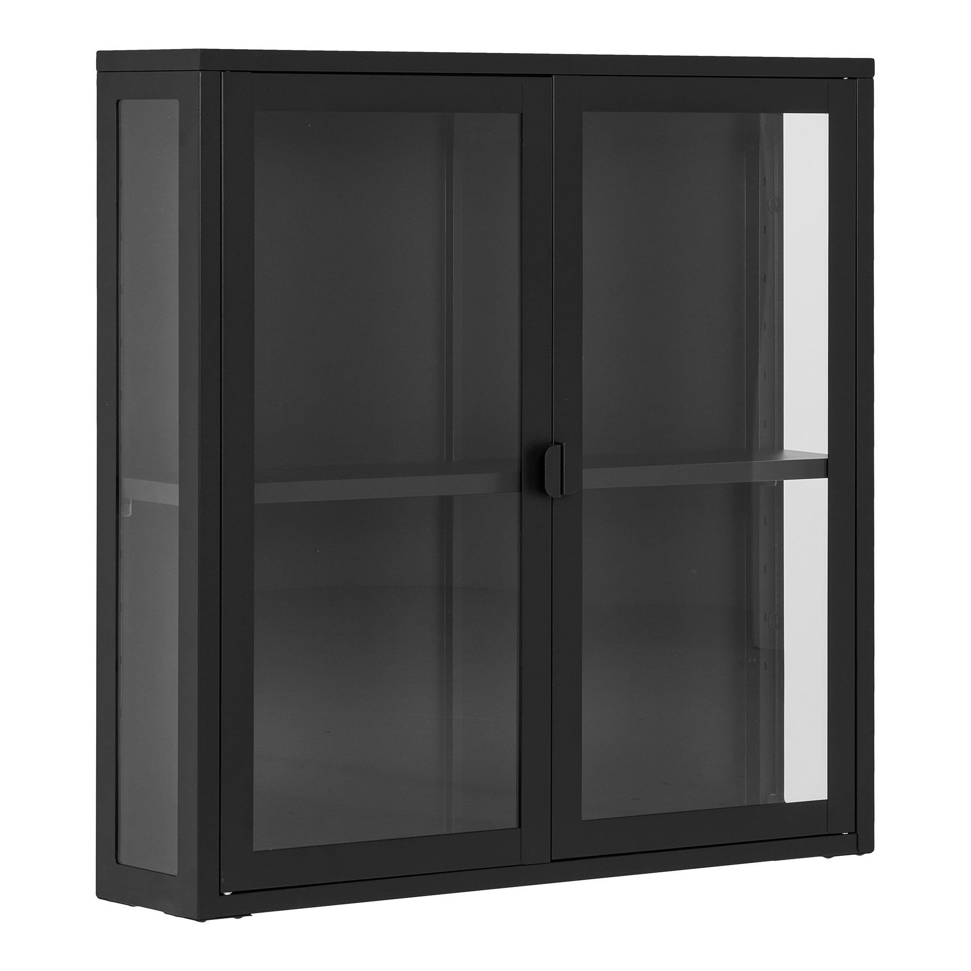 Brisbane Hangende Vitrinekast - Hangende vitrinekast met 2 glazen deuren, staal, zwart 80x18x80 cm