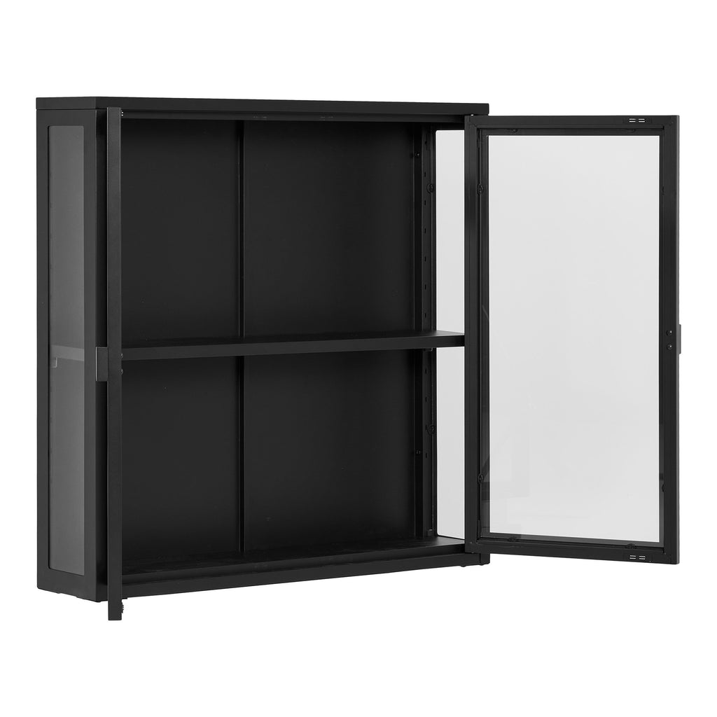 Brisbane Hangende Vitrinekast - Hangende vitrinekast met 2 glazen deuren, staal, zwart 80x18x80 cm