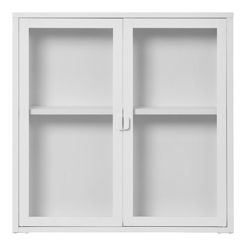 Brisbane Hangende Vitrinekast - Hangende vitrinekast met 2 glazen deuren, staal, wit 80x18x80 cm - Noël Home