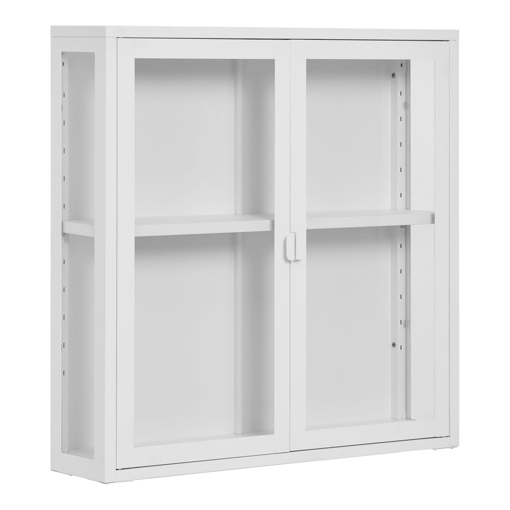 Brisbane Hangende Vitrinekast - Hangende vitrinekast met 2 glazen deuren, staal, wit 80x18x80 cm