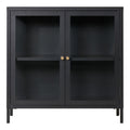 Dalby Kast - Kast met 2 glazen deuren, staal, zwart 80x35x80 cm